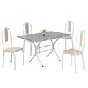 Ver imagem 2 de Conjunto Sala de Jantar Mesa Retangular 100x60cm Tampo Granito Ocre 4 Cadeiras Linda Yescasa Branco/Creme