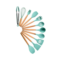 Kit 12 Utensílios de Cozinha em Silicone e Cabo de Madeira Resistente Ao Calor - Tiffany - 3