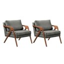Ver imagem 2 de Kit 2 Poltronas Decorativas Linho Cinza Mona 65cm