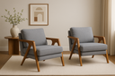 Ver imagem 1 de Kit 2 Poltronas Decorativas Linho Cinza Mona 65cm