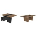 Ver imagem 2 de Mesa Reunião Escritório 6 Lugares com Caixa de Tomada, Tampo Engrossurado 50mm Marrom/Nogal/Preto Artany