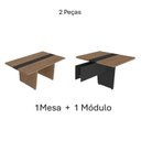 Ver imagem 5 de Mesa Reunião Escritório 6 Lugares com Caixa de Tomada, Tampo Engrossurado 50mm Marrom/Nogal/Preto Artany