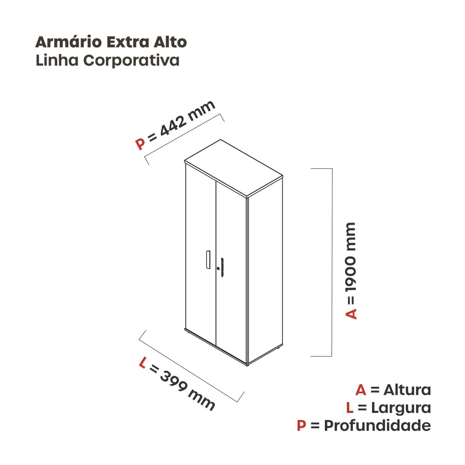 Armário para Escritório Alto 02 Portas Pivotante Aac1900 - 3