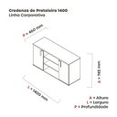 Ver imagem 3 de Armário Credenza 02 Portas Pivotante Credc1400