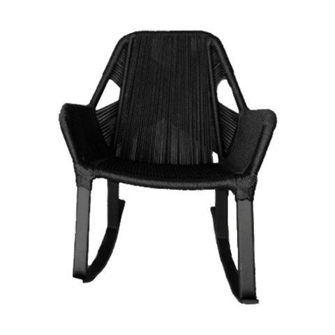 Cadeira de Balanço Athenas Corda Náutica Base em Alumínio Preto/preto