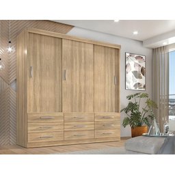 Guarda Roupa Casal Capri 3 Portas Correr 9 Gavetas - 2