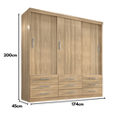 Ver imagem 3 de Guarda-Roupa Casal 3 Portas Correr 9 Gavetas Capri