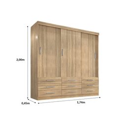Guarda Roupa Casal Capri 3 Portas Correr 9 Gavetas - 4