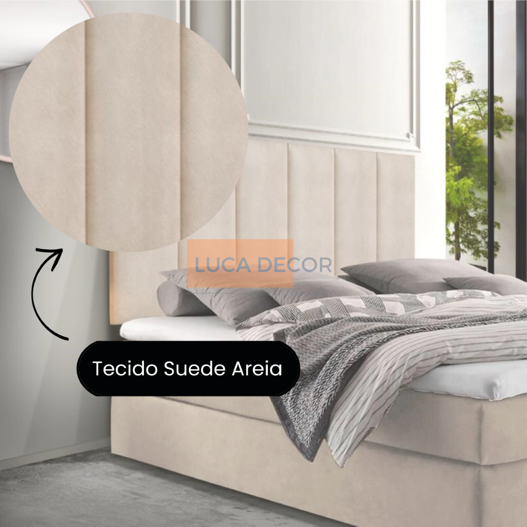 Cabeceira Para Cama Casal Box Estofada Suspensa Várias Cores:Suede Areia - 3