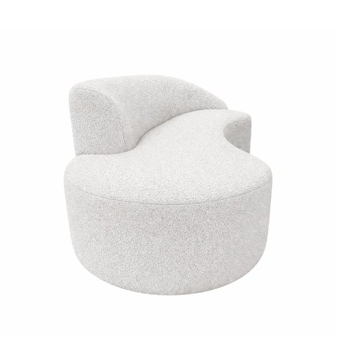 Sofá Curvo 180cm Braço Lado Direito Mavie Bouclé Cinza - Sallar Home