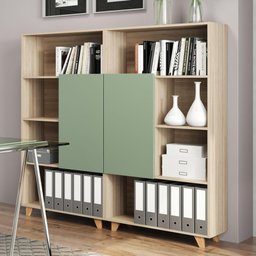 Kit 2 Estantes Aurora com 8 Nichos - Natural/Verde - 1