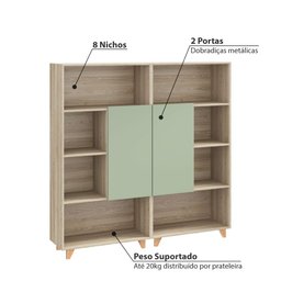 Kit 2 Estantes Aurora com 8 Nichos - Natural/Verde - 3
