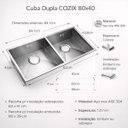 Ver imagem 2 de Cuba Dupla Gourmet Aço Inox 304 Premium Pia Cozinha Profissional 80x40cm Cozix