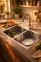 Ver imagem 1 de Cuba Dupla Gourmet Aço Inox 304 Premium Pia Cozinha Profissional 80x40cm Cozix