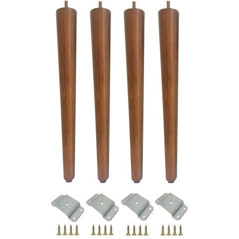 Kit 4 Pé Palito 50cm Amêndoa Marrom Claro + Chapinha Reta + Parafuso