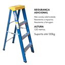 Ver imagem 2 de Escada de Fibra e Alumínio Tesoura Simples Premium 1,50m 5 Degraus 120kg W.bertolo