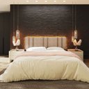 Ver imagem 5 de Cabeceira Estofada com Led King 200 Linho Luxo Linho Bege