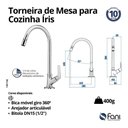 Ver imagem 5 de Torneira de Mesa Cozinha Bica Móvel com Arejador Articulável Iris 1/2" Cromado (1167 C-42)