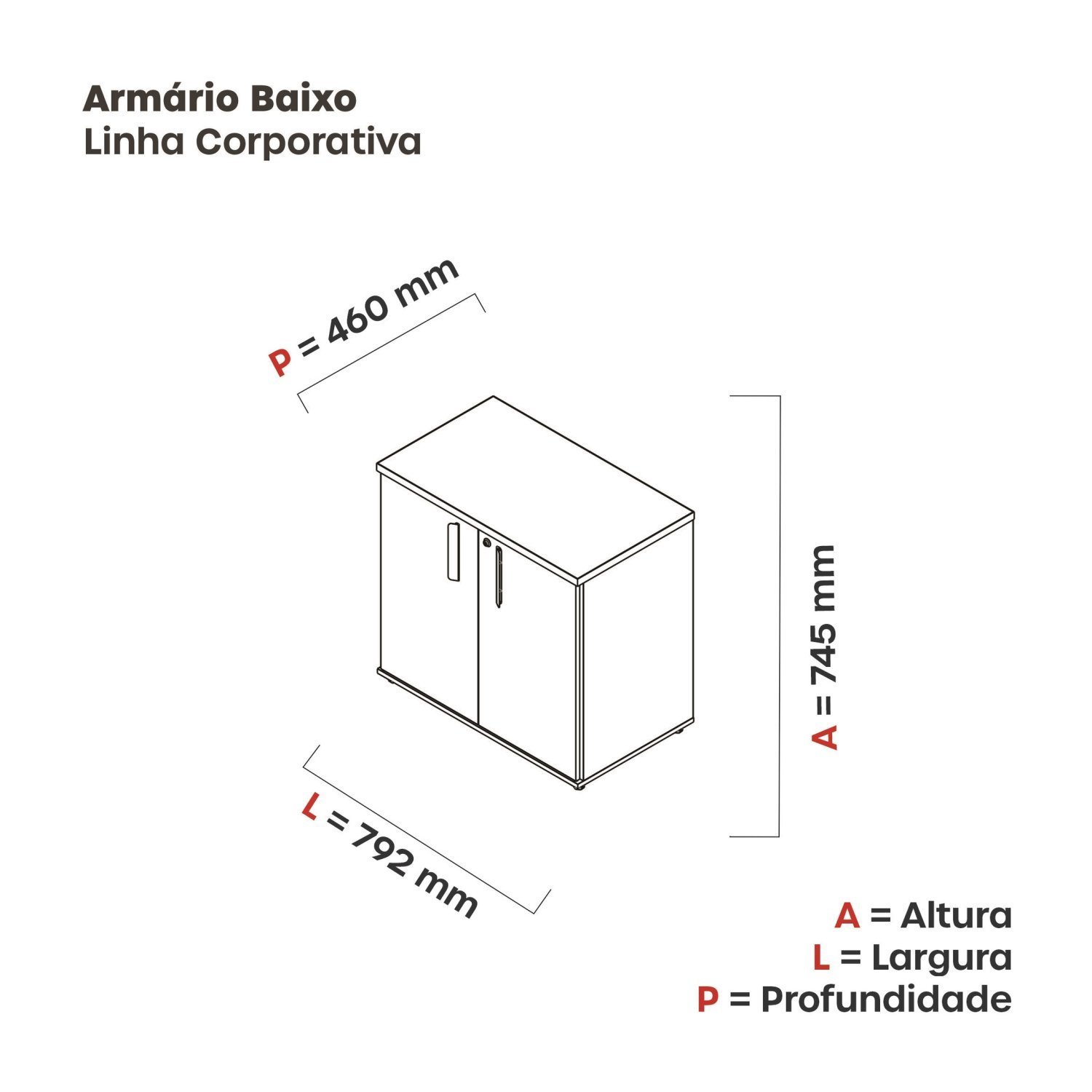 Armário Baixo 02 Portas Pivotante Abc745 - 3