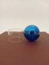 Ver imagem 3 de Vaso Decorativo de Vidro Azul 10x10x10cm Enfeite Sala Mesa Estante Aparador