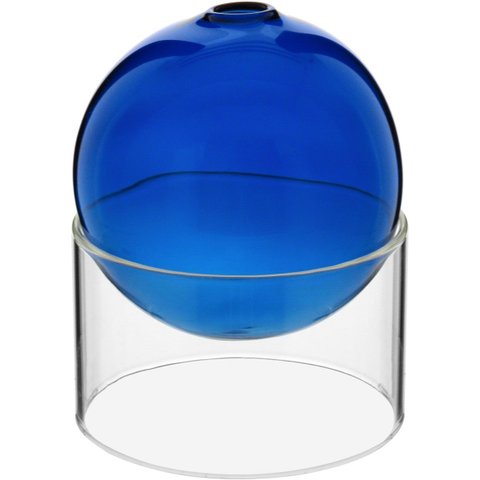 Vaso Decorativo de Vidro Azul 10x10x10cm Enfeite Sala Mesa Estante Aparador