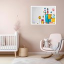 Ver imagem 1 de Quadro Decorativo Menino Castelo Abstrato - 50x70cm:moldura Preta