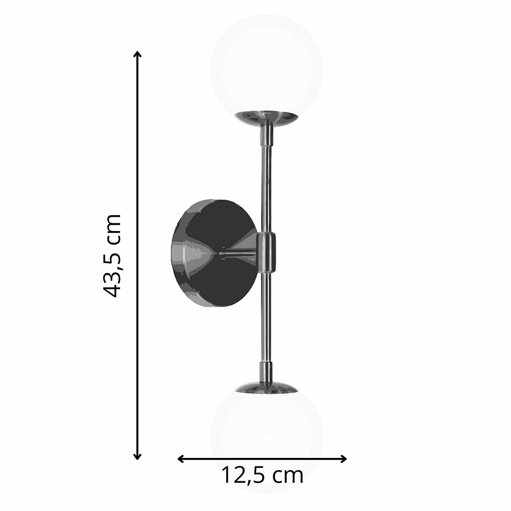 Kit 2 Arandelas Luminária de Parede Bronze Globo Vidro 43cm - 3