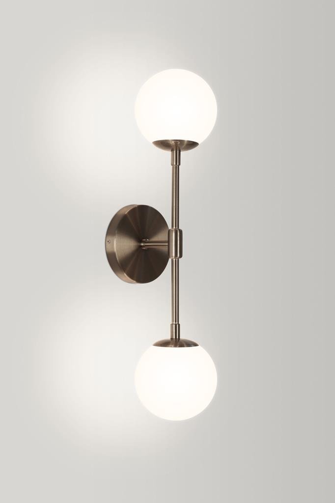 Kit 2 Arandelas Luminária de Parede Bronze Globo Vidro 43cm - 2
