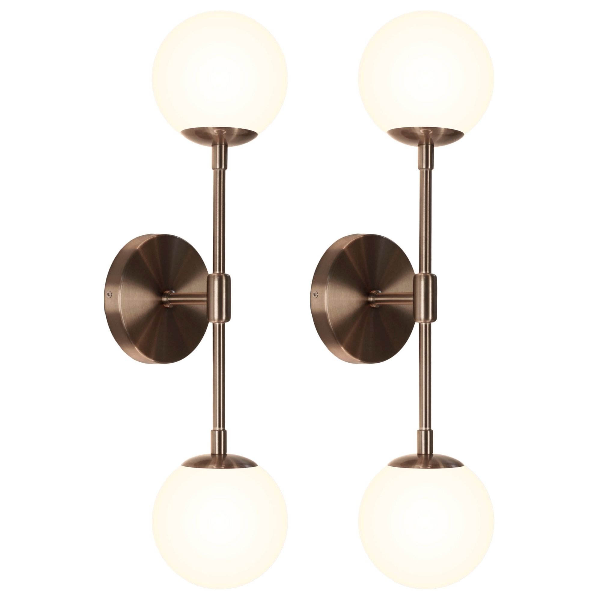 Kit 2 Arandelas Luminária de Parede Bronze Globo Vidro 43cm - 1