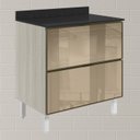 Ver imagem 2 de Balcao com Tampo 2 Gavetoes Vidro 80cm Mdf Kali 16412 Bianco Toq Nicioli