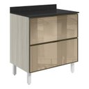 Ver imagem 1 de Balcao com Tampo 2 Gavetoes Vidro 80cm Mdf Kali 16412 Bianco Toq Nicioli