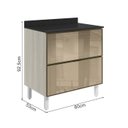 Ver imagem 3 de Balcao com Tampo 2 Gavetoes Vidro 80cm Mdf Kali 16412 Bianco Toq Nicioli