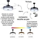 Ver imagem 4 de Ventilador de Teto Pá Retrátil com Controle e Som Bluetooth