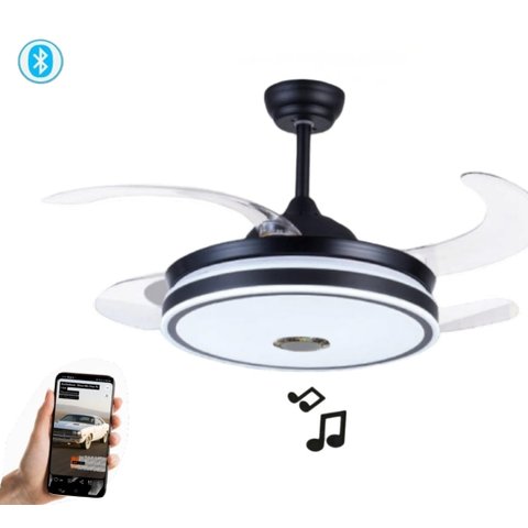 Ventilador de Teto Pá Retrátil com Controle e Som Bluetooth