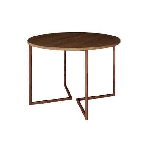 Mesa Jantar Industrial Amêndoa Base Cobre V Tampo 110cm Redondo