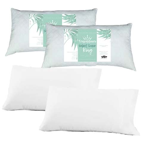 Kit 2 Travesseiros Select Luxo King Size com 2 Fronhas King Size 100% Algodão