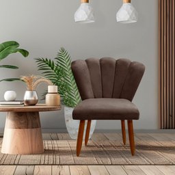 Poltrona Cadeira Pétala Penteadeira - Dritex:suede Marrom - 1