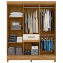 Ver imagem 4 de Guarda Roupa Casal Portugal com Espelho 8 Portas Freijó Off White Moval