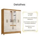 Ver imagem 3 de Guarda Roupa Casal Portugal com Espelho 8 Portas Freijó Off White Moval