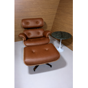 Ver imagem 2 de Poltrona Charles Eames com Puff - Couro Marrom Telha 215 - Pau-Ferro