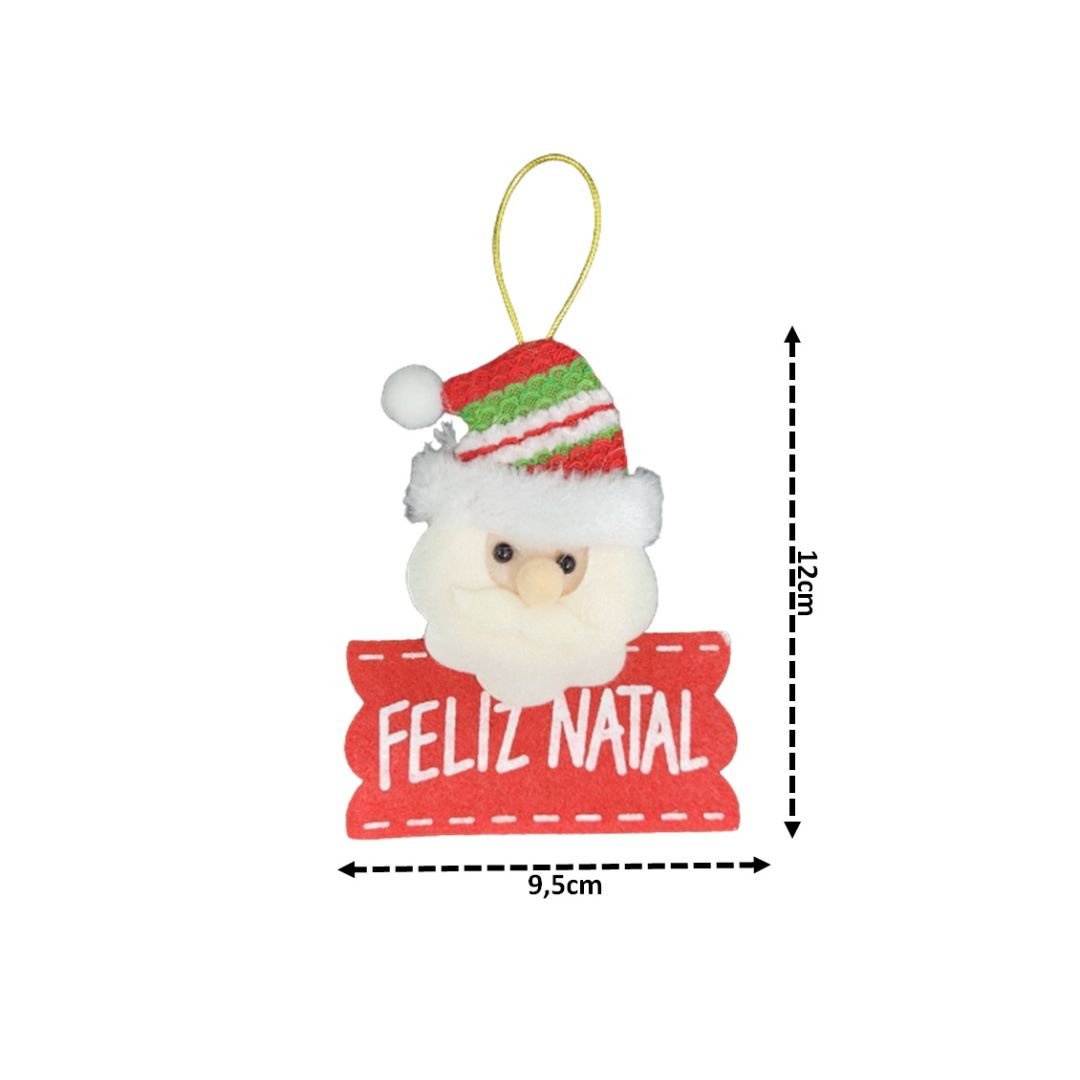 Kit Carinha Papai Noel Placa Feliz Natal Pelúcia 12cm 8 Unidades - Master Christmas - 4