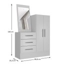 Ver imagem 5 de Cômoda para Quarto 3 Gavetas 2 Portas com Espelho Dunas Branco Yescasa