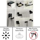 Ver imagem 4 de Kit Acessórios para Banheiro com Ventosa 6 Peças Preto Elg