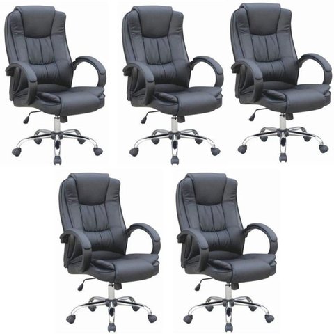 Kit 5 Cadeiras para Escritório Presidente Corino Master Soft Preto