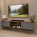 Ver imagem 1 de Rack Suspenso para Tv até 80 Polegadas 218 Cm 2 Portas Rustic/cinza Vik Madesa