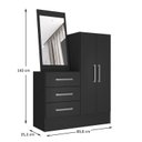 Ver imagem 3 de Cômoda para Quarto 3 Gavetas 2 Portas com Espelho Dunas Preto Yescasa