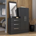 Ver imagem 1 de Cômoda para Quarto 3 Gavetas 2 Portas com Espelho Dunas Preto Yescasa