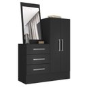 Ver imagem 5 de Cômoda para Quarto 3 Gavetas 2 Portas com Espelho Dunas Preto Yescasa