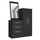 Ver imagem 2 de Cômoda para Quarto 3 Gavetas 2 Portas com Espelho Dunas Preto Yescasa