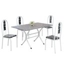 Ver imagem 2 de Conjunto Sala de Jantar Mesa Retangular 120x75cm Tampo Granito Ocre 4 Cadeiras Linda Yescasa Branco/Preto Floral